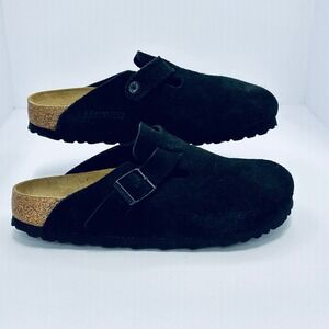 Birkenstock Boston Clogs Women's Sz 38 Black Suede Mule Effortless Hygge